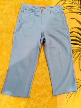 Judy Blue Jeans Womens 14W Light Blue Straight Leg Crop Raw Hem Stretch